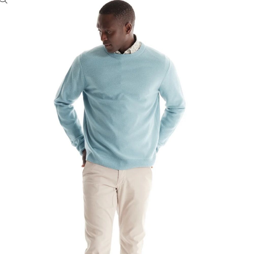 Soft Cloth Sweater New Way All Day Crew 100% Merino Blue Mist estimated Men's XL